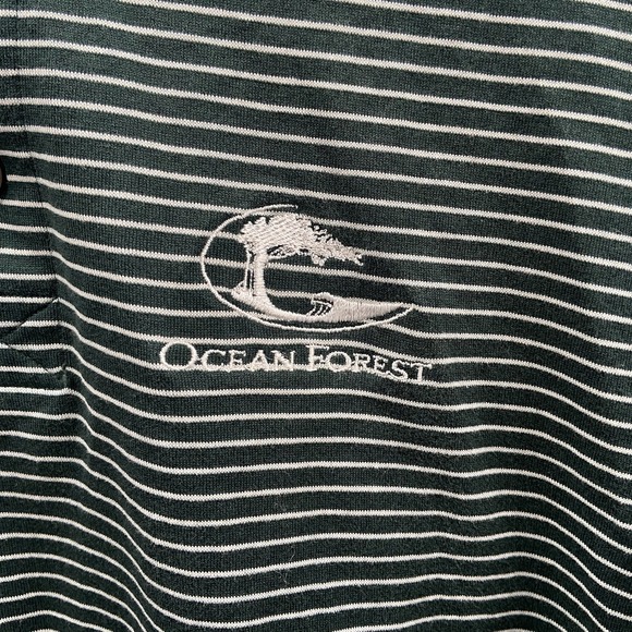 Hugo Boss Polo Shirt Mens Green Large Regular Fit Striped Golf Casual - Picture 4 of 4